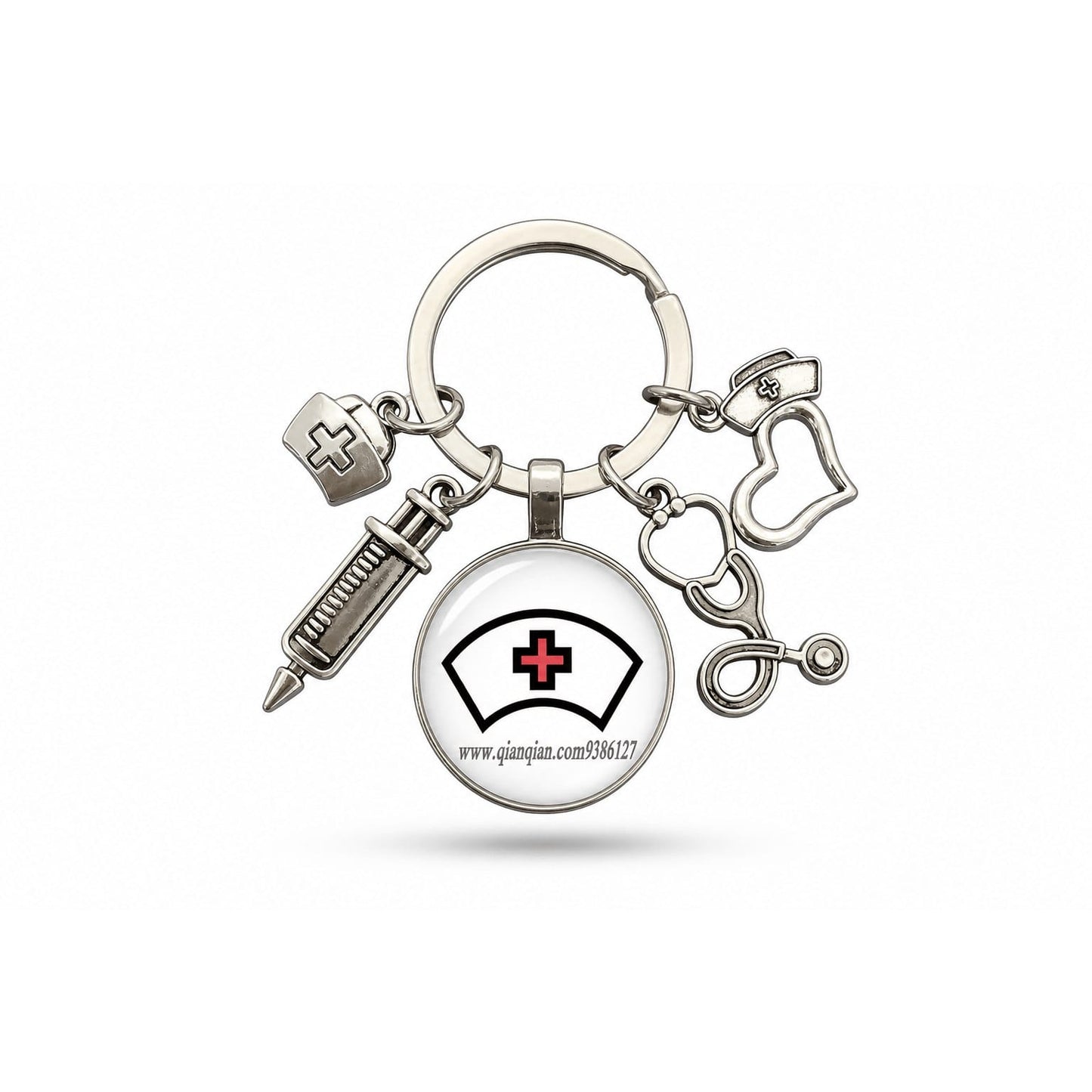 Porte-clés Stéthoscope Seringue Verre | Sivalc Bonnet Infirmière Croix
