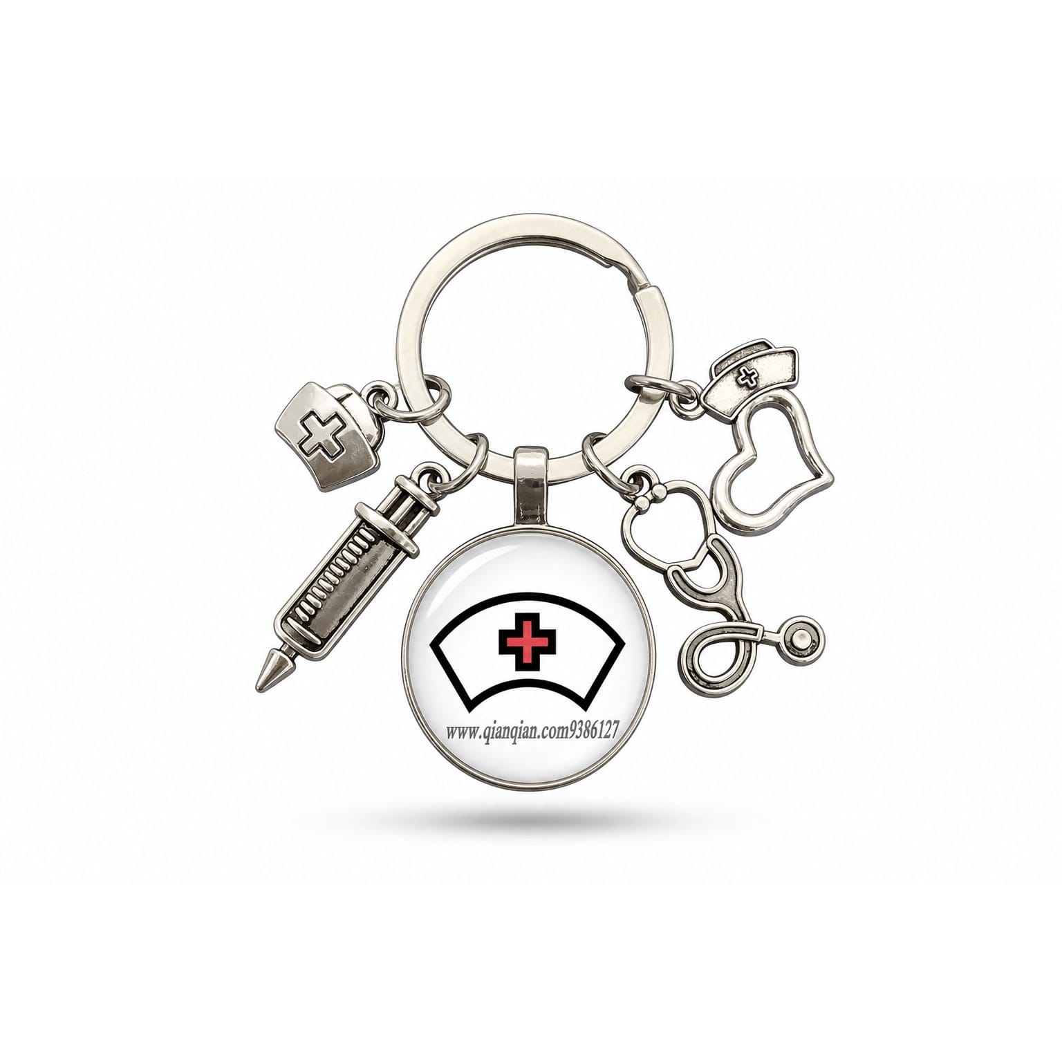 Porte-clés Stéthoscope Seringue Verre | Sivalc Bonnet Infirmière Croix