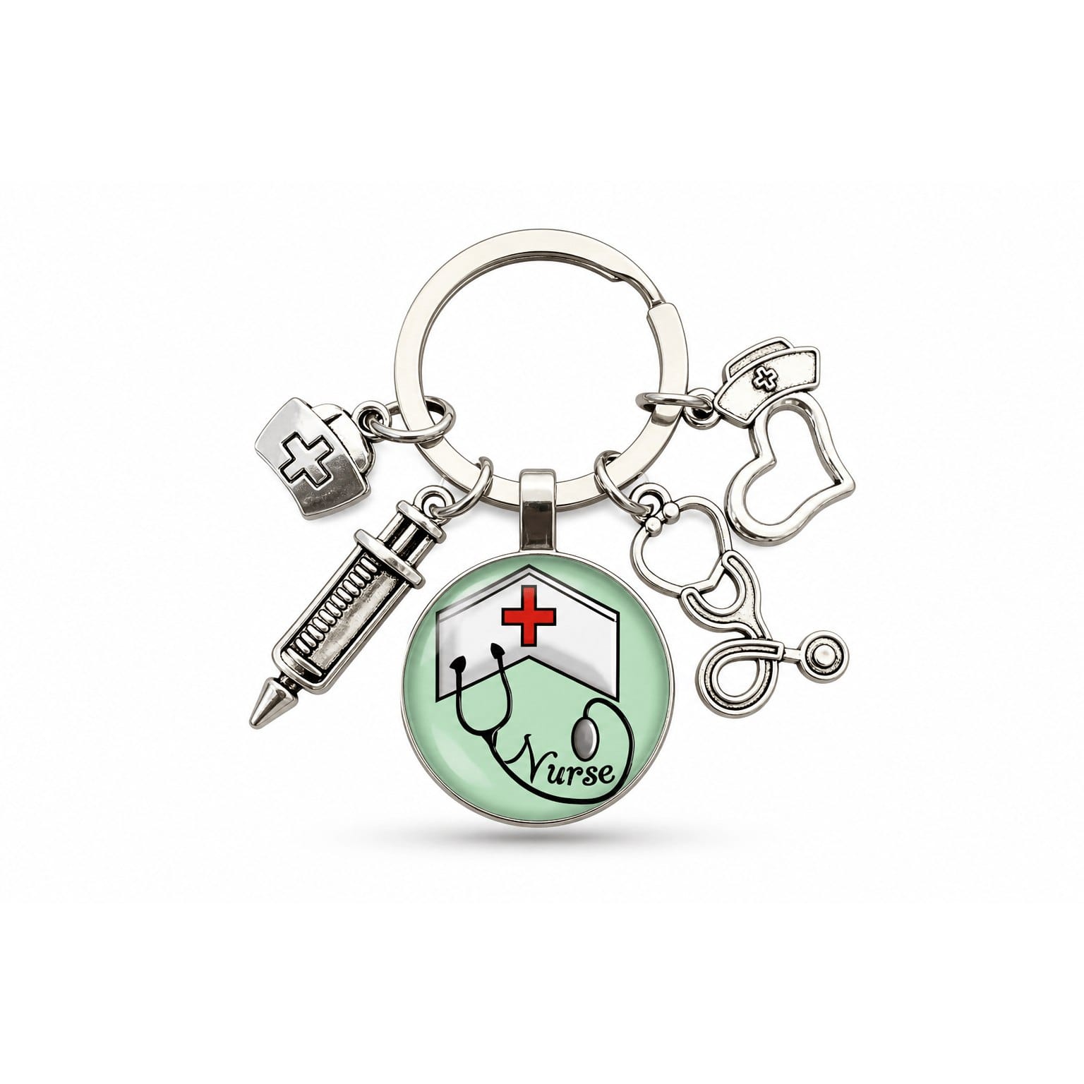 Porte-clés Stéthoscope Seringue Verre | Sivalc Bonnet Stéthoscope Nurse