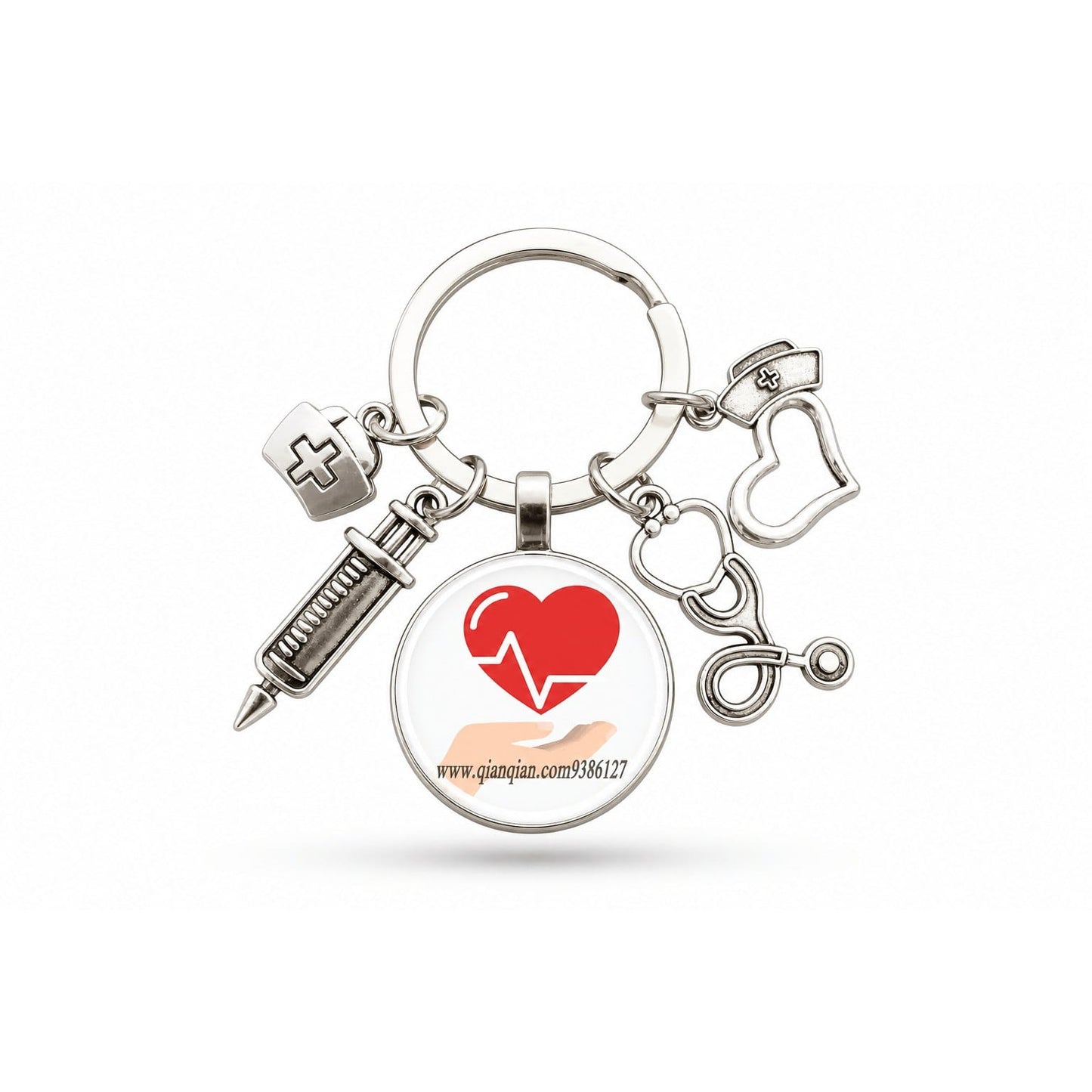 Porte-clés Stéthoscope Seringue Verre | Sivalc Cœur ECG Main