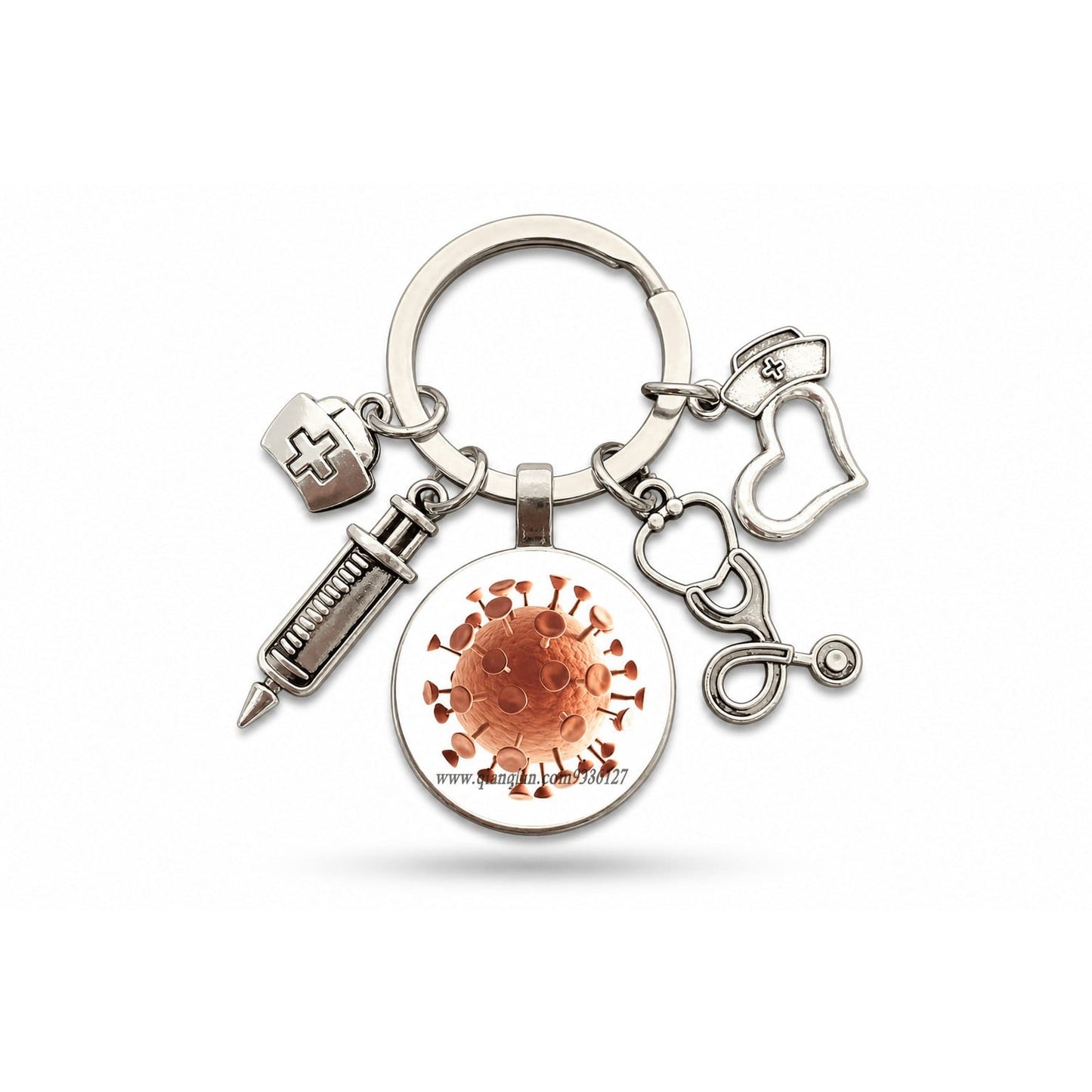 Porte-clés Stéthoscope Seringue Verre | Sivalc Coronavirus 3D