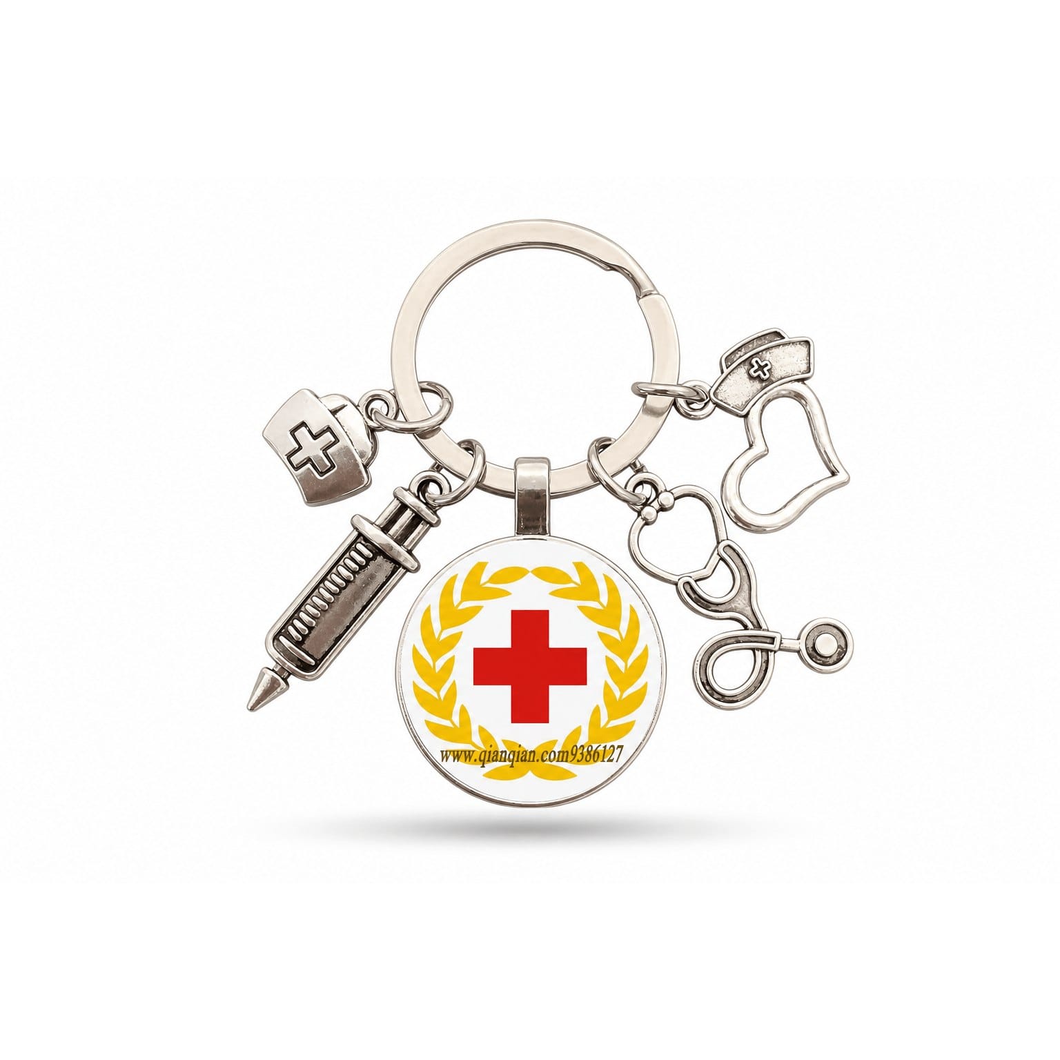 Porte-clés Stéthoscope Seringue Verre | Sivalc Croix Rouge Couronne Lauriers