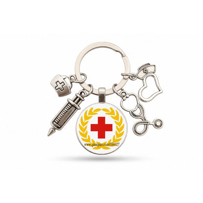 Porte-clés Stéthoscope Seringue Verre | Sivalc Croix Rouge Couronne Lauriers