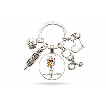 Porte-clés Stéthoscope Seringue Verre | Sivalc Infirmière Glamour Blonde