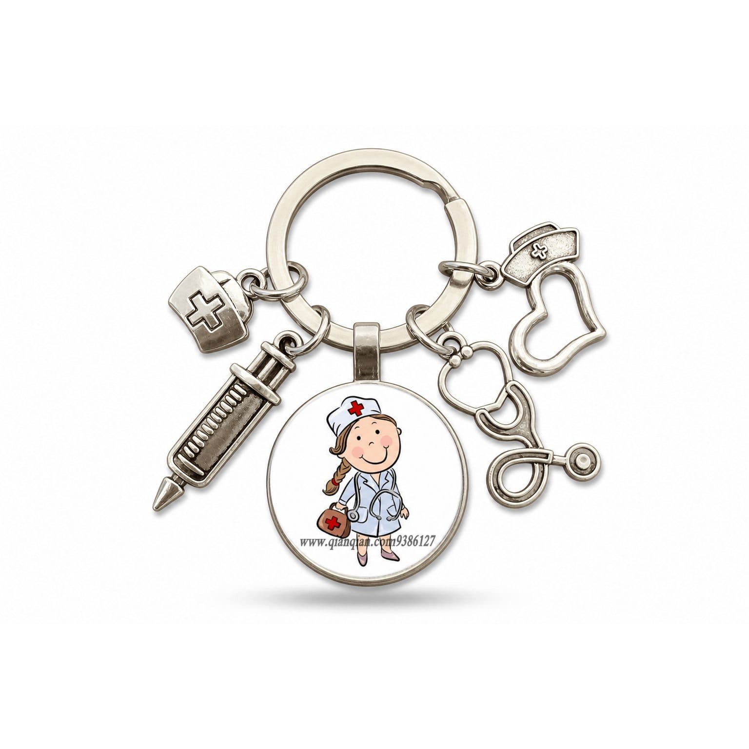 Porte-clés Stéthoscope Seringue Verre | Sivalc Infirmière Mignonne Blanche