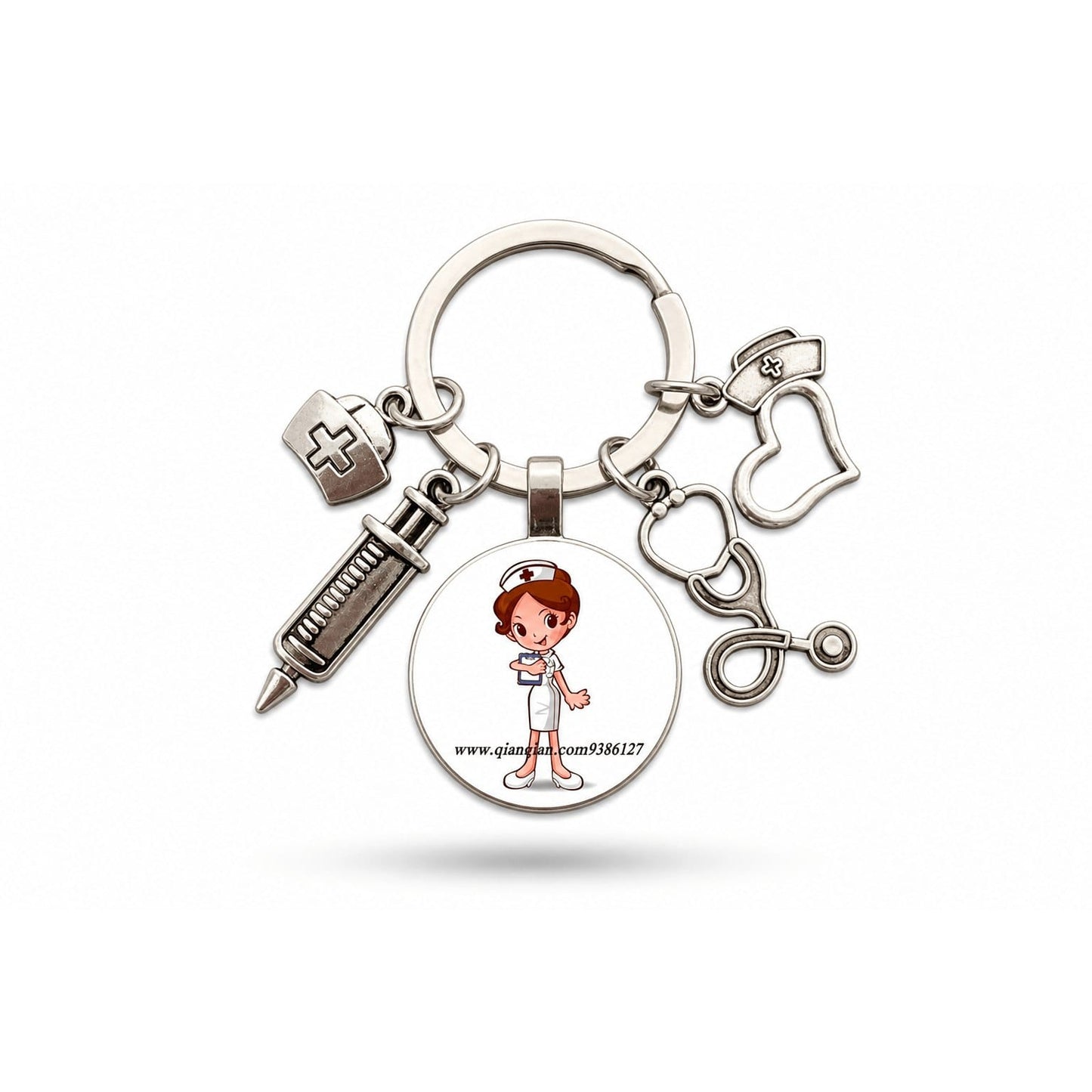 Porte-clés Stéthoscope Seringue Verre | Sivalc Infirmière Mignonne Debout