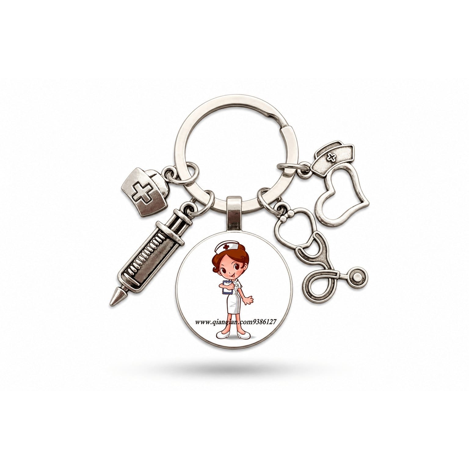 Porte-clés Stéthoscope Seringue Verre | Sivalc Infirmière Mignonne Debout