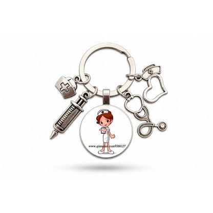 Porte-clés Stéthoscope Seringue Verre | Sivalc Infirmière Mignonne Debout