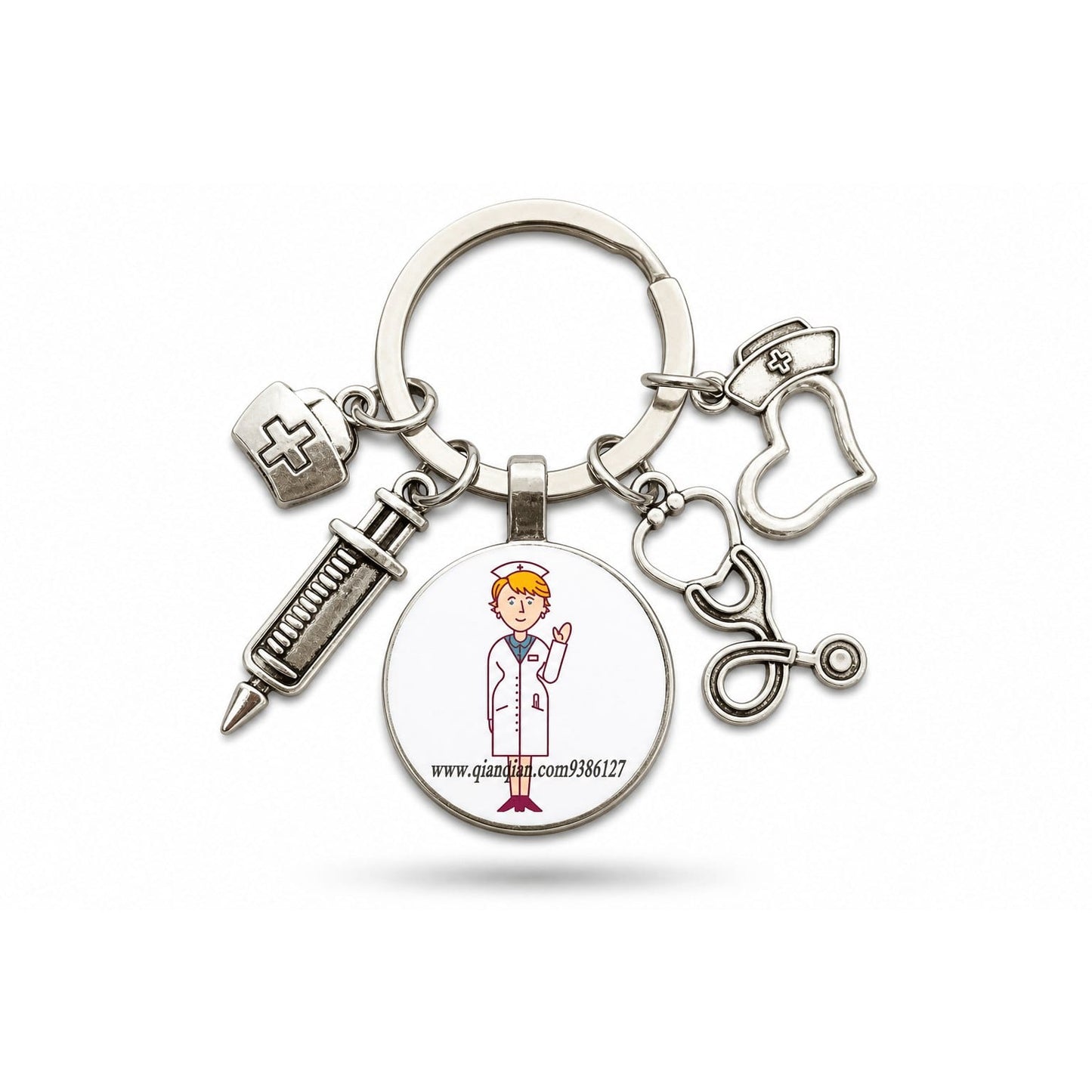Porte-clés Stéthoscope Seringue Verre | Sivalc Médecin Femme Blonde