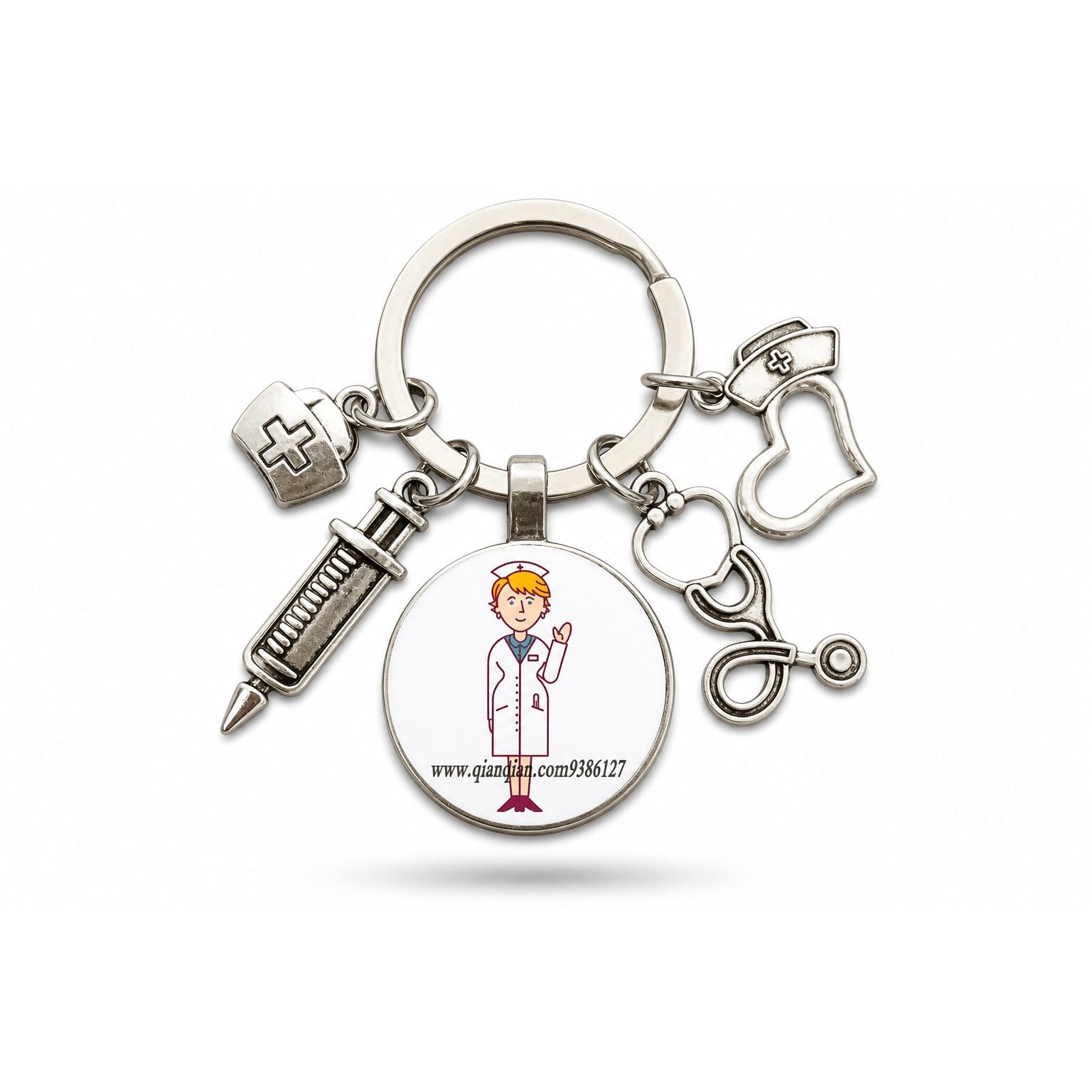 Porte-clés Stéthoscope Seringue Verre | Sivalc Médecin Femme Blonde
