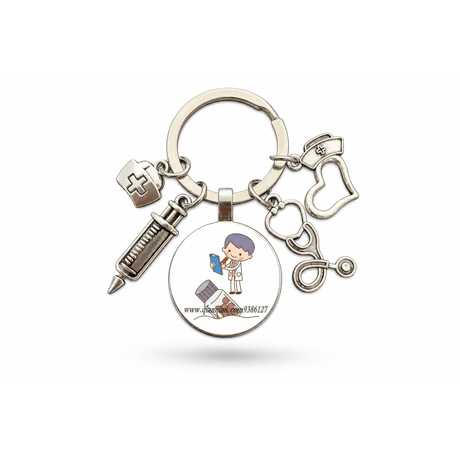 Porte-clés Stéthoscope Seringue Verre | Sivalc Médecin Mignon Patient