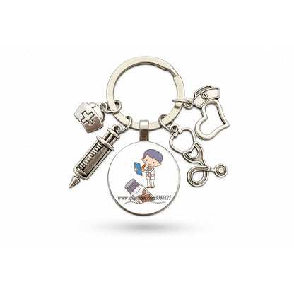 Porte-clés Stéthoscope Seringue Verre | Sivalc Médecin Mignon Patient