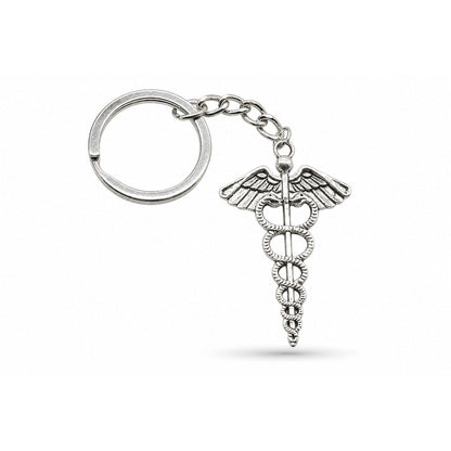 Porte-clés Symboles Médicaux Soignant | Sivalc Caducée 3 Argent