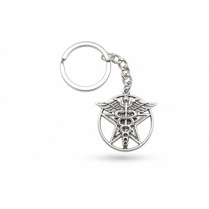 Porte-clés Symboles Médicaux Soignant | Sivalc Caducée Étoile Argent