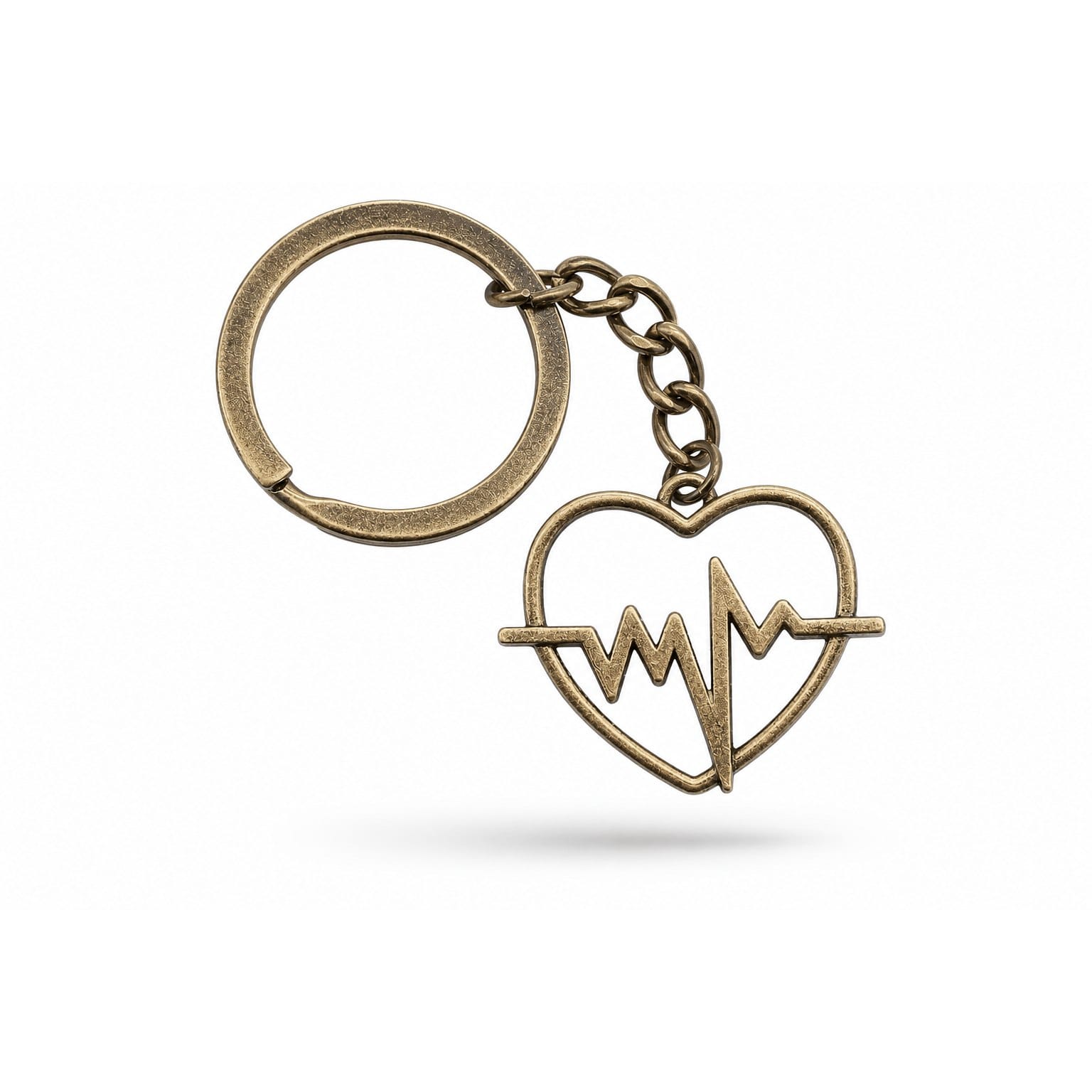 Porte-clés Symboles Médicaux Soignant | Sivalc Cœur ECG Bronze